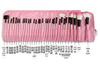32-Piece Pink Makeup Brush Set with Black Wood Handles