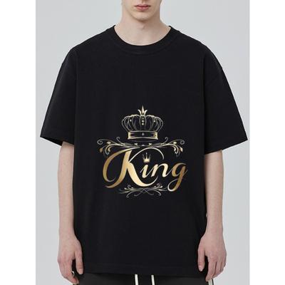 Königskrone T-Shirt Schwarz Gold König Print für Freizeitkleidung und Modeaussagen