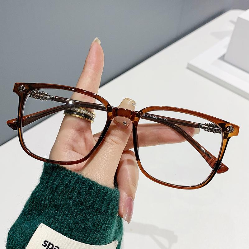 TR Blue Light Blocking Glasses: Unisex, Non-Prescription, Face-Slimming, Myopia-Compatible, Square Frame 7267