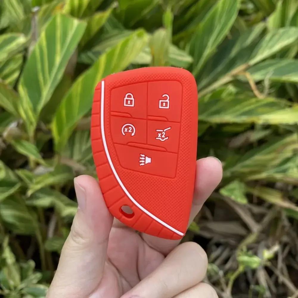 For Buick Envision S Plus Chevrolet Suburban Tahoe GMC Yukon Sierra 1500 Denali 5 Buttons Silicone Car Key Cover Case Keychain