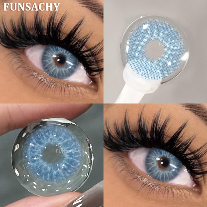 FUNSACHY Natural Contact Lenses 2pcs Blue Green Contact Lenses Color Eye Makeup Gray Pupil and Eyes Color Fashion Beauty Lenses