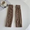 Korean Style Twisted Knit Leg Warmers, Solid Color Wool Socks with Metal Label
