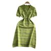 Chic stunning green dress women's summer new French high-end temperament socialite Xiaoxiangfeng knitted skirt