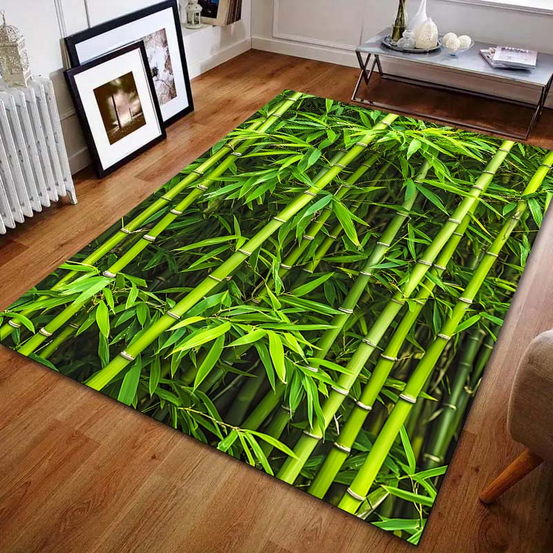 Bamboo Forest Printed Carpet for Bedroom Living Room Bedside Sofa Floor Mat Modern Home Decor Area Rug Large Size