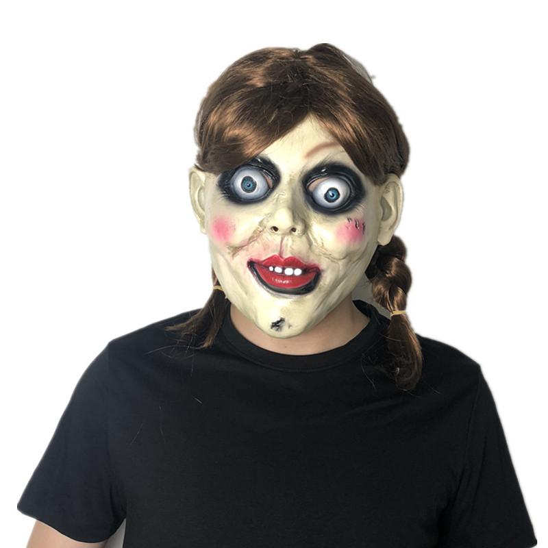 Annabell3Mask, Latex Hood, Ghost Doll Returns Home Cos Props for Halloween Costume Party