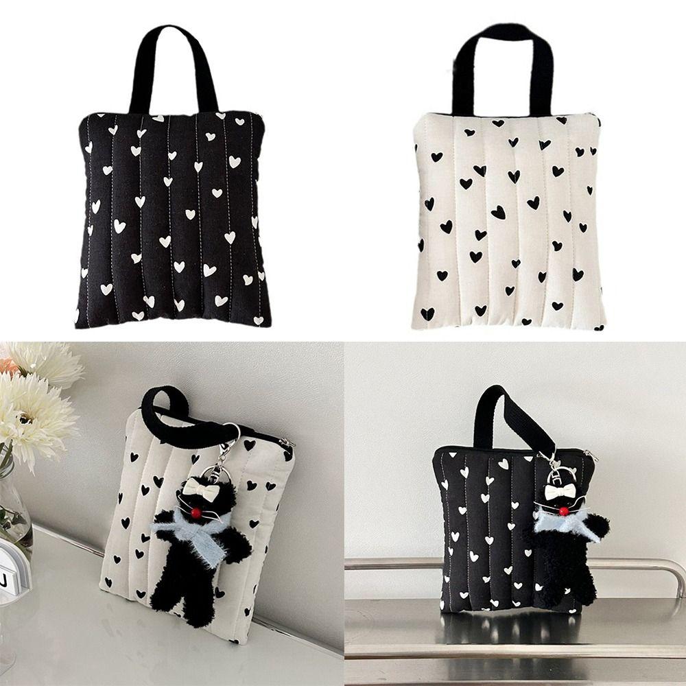 

Casual Shoulder Bag Heart Handbags New Quilted Stripe Bow Mini Bag чорний