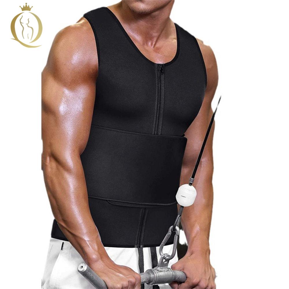 Men Sweat Sauna Vest for Waist Trainer Zipper Neoprene Tank Top Adjustable Sauna Workout Zipper Suit S чёрный