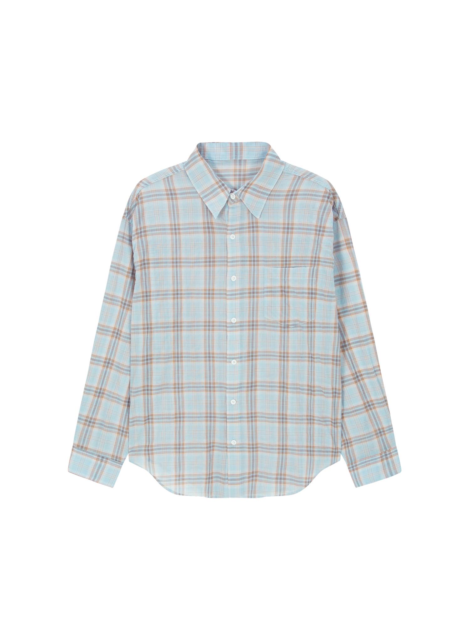 Salad Basket Soft Grid Sheer Shirt - Blue Free