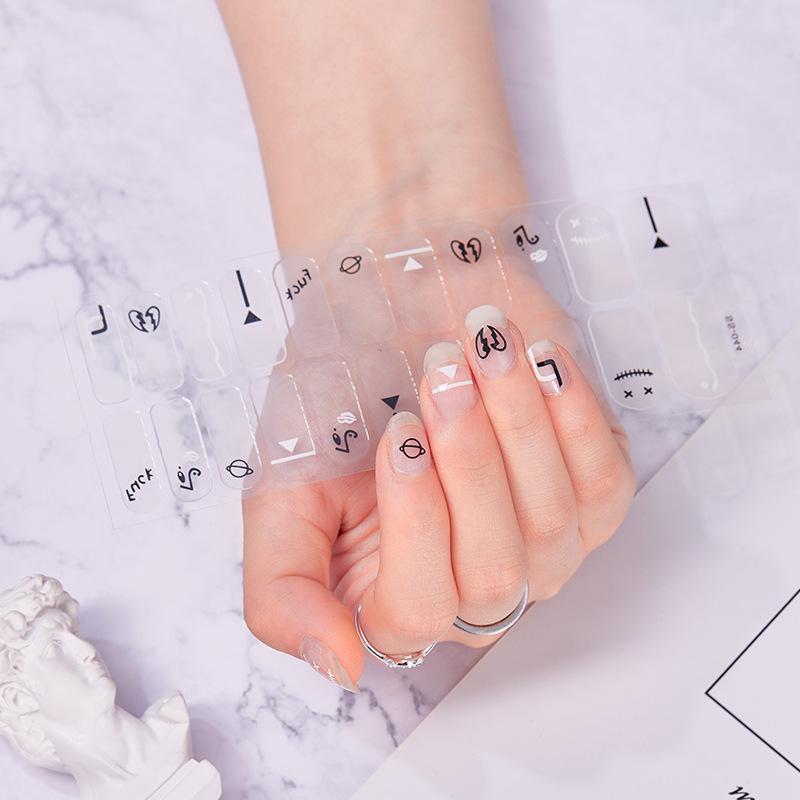 22pcs Sheet Laser Bronzing Full Cover Nail Stickers Long Lasting Tearable Cute Nail Art Wraps Design