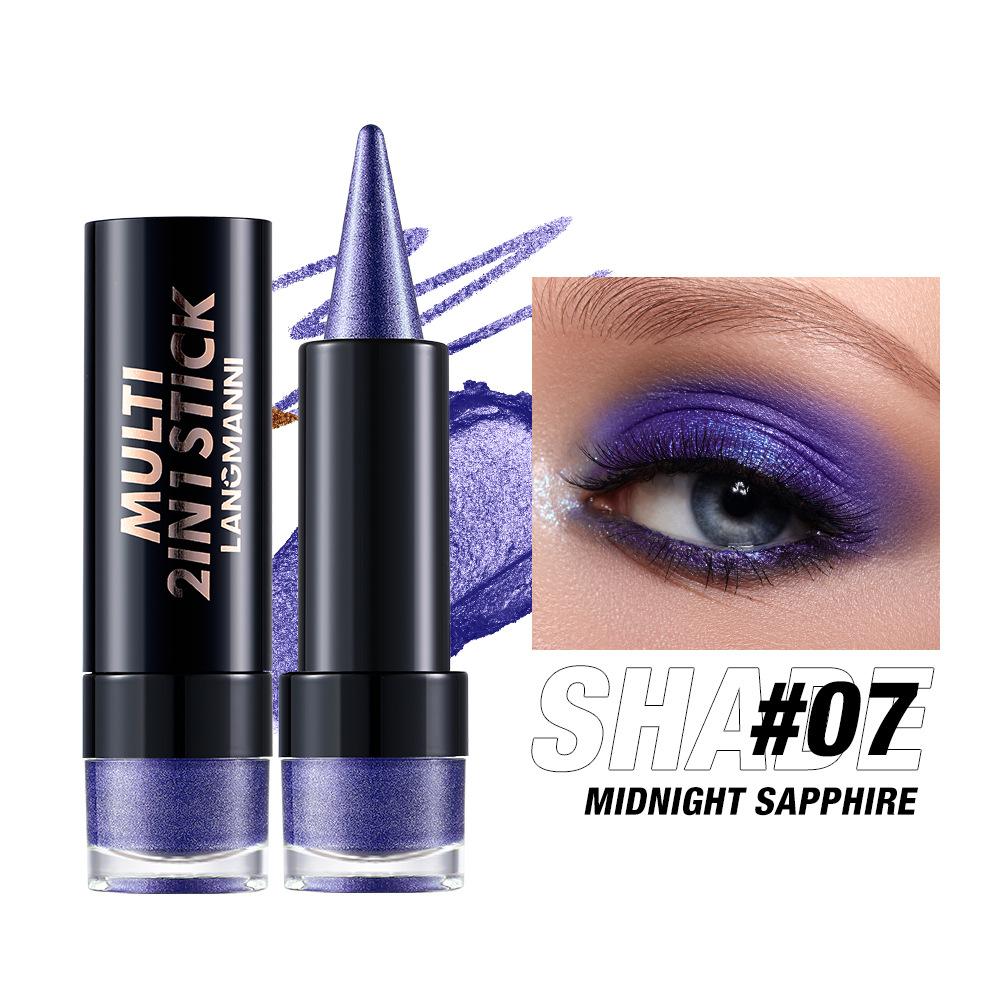 2 IN 1 Bullet Pearlescent Eye Shadow Pen Pointed Eyeliner Stick Caramel Brown Black Eyeshadow Makeup Silky Smooth Waterproof Lasting Eyeshadow