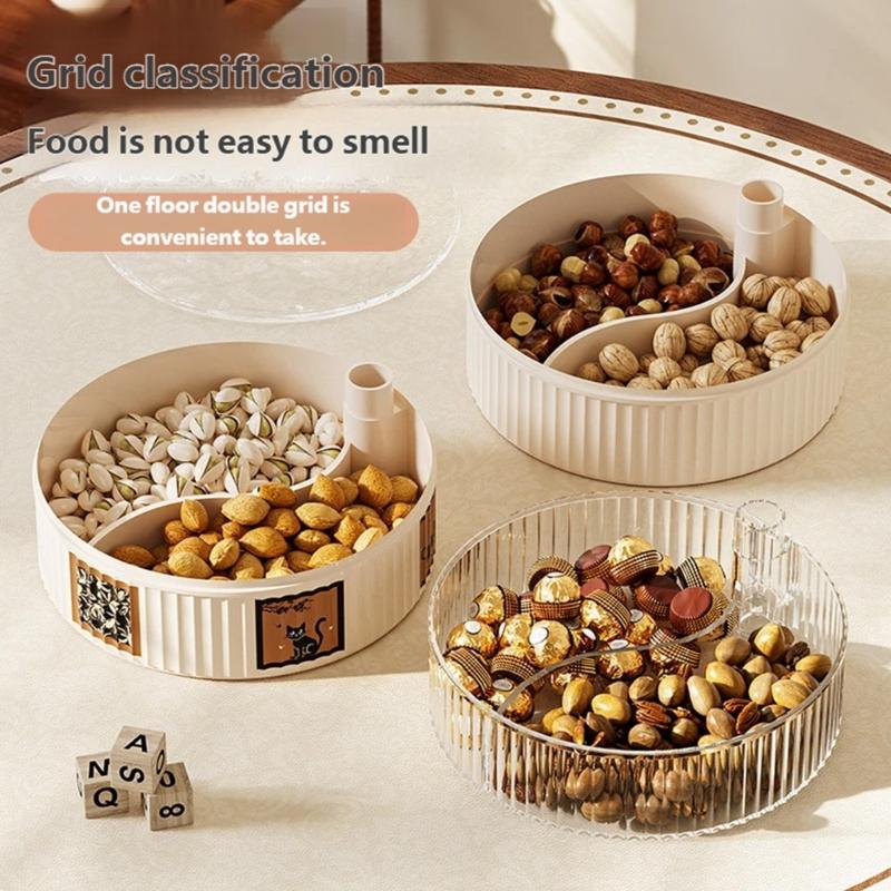 Clear Window Food Container for Easy Access to Snacks Fruits Nut Removable Layers Kitchen Storage Organizers