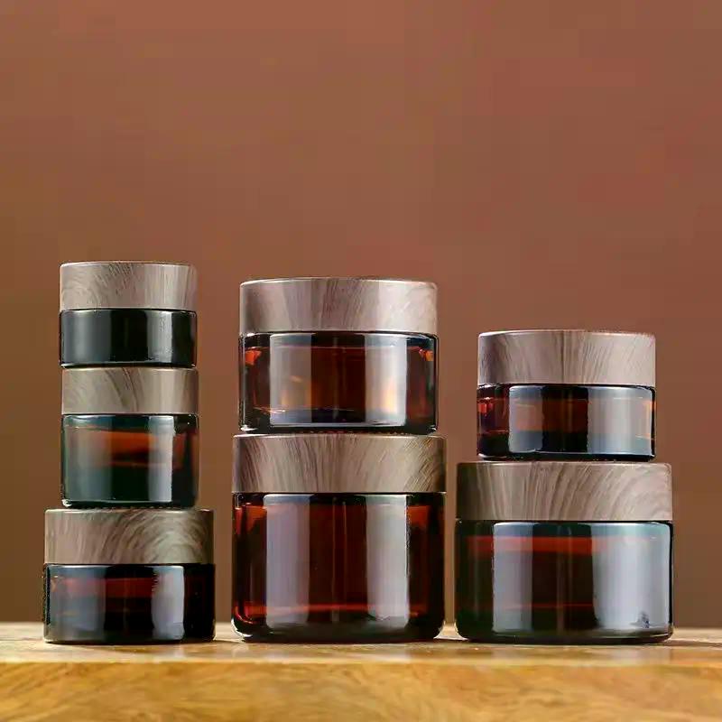 10/15/20/30/50/60g Dunkelbraune Creme Flasche Glas Separate Flasche Gesichtscreme Augencreme Schachtel Leerer Behälter Nachfüllbare Flaschen