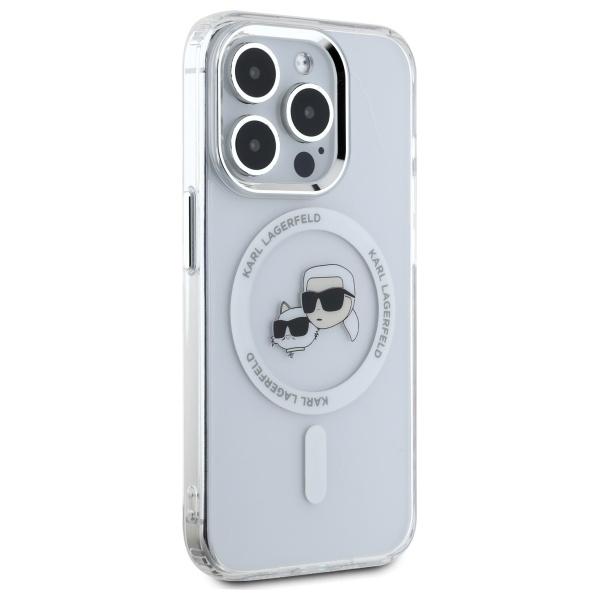 Karl Lagerfeld Klhmp15Xhlskch Iphone 15 Pro Max 6.7 Biały/White Twarde Etui Iml Metalowa Głowa Karl&Choupette Magsafe