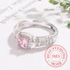 925 Sterling Silver Square Pink Stone Cz Ring for Women Men Fashion Wedding Engagement Party Gift Charm Jewelry