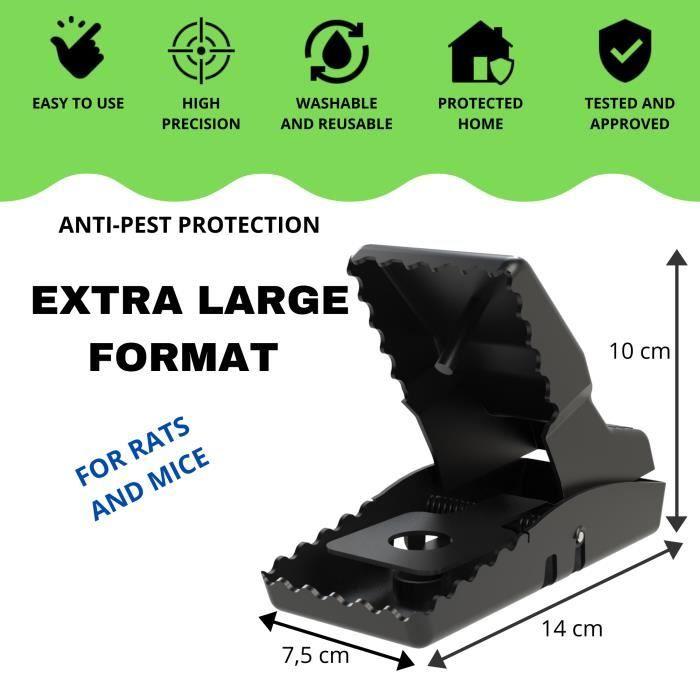 Piege à rat et souris xxl, tapette puissante, efficace et réutilisable. luttez comme un professionnel contre rongeur et nuisible.