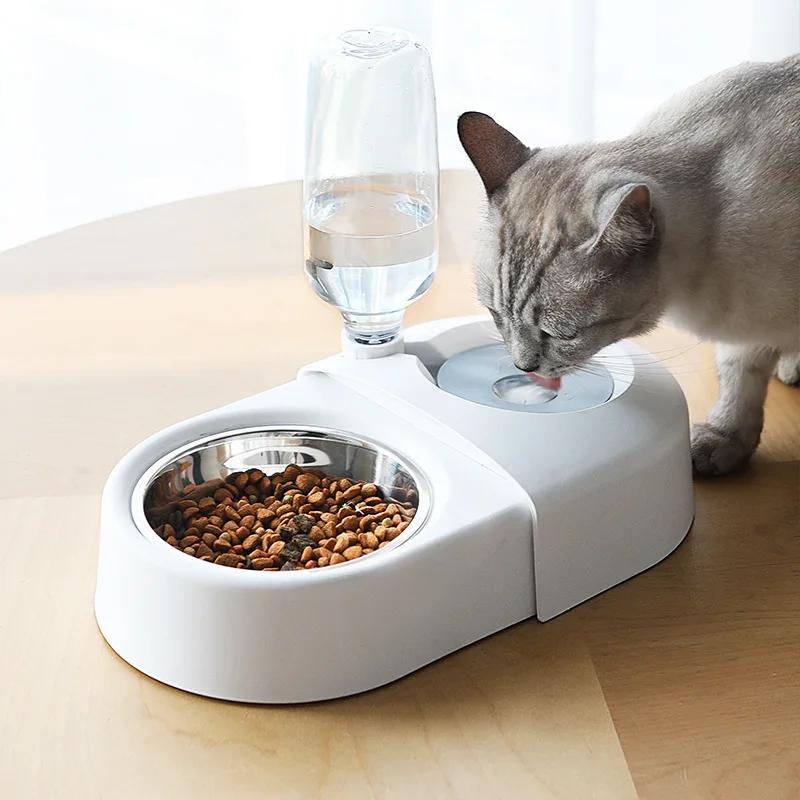 Dog Cat Bowls with Water Dispenser Feeding and Water Dishes for Pet Easily Detached Wet and Dry Food Bowl Set Pet Supplies