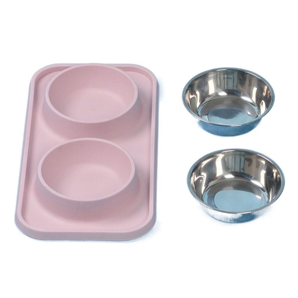 Non-Slip Mat Pet Bowls Stainless Steel Pet Feeder Basin Dog Cat Food Bowl  for Kitten Puppy
