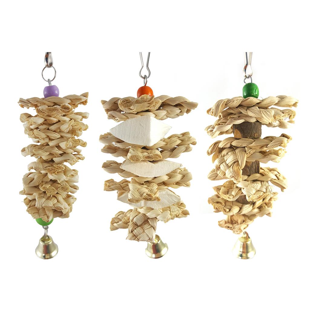 Natural Grass Woven Cuttlebone Bite Toys for Pet Parrot Macaw African for Grey Budgies Cockatoo Parakeet Cockatiels Conu