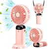 Mini ventilator portabil USB, pliabil, portabil, agățat pentru gât, ventilator reîncărcabil prin USB cu 5 viteze, cu suport pentru telefon și ecran de afișare