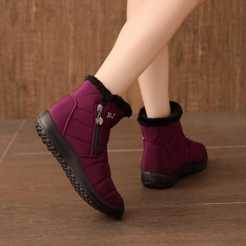 Side zipper medium tube snow boots widened waterproof snow shoes large sticker single winter warm
