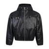 EastRogue American Retro PU Leather Star and Moon Patch Embroidery Zipper Jacket