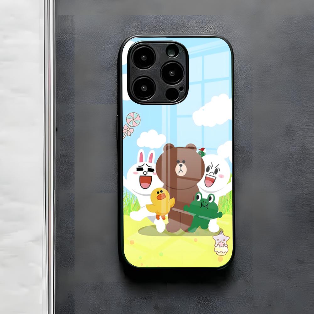 

L-Line F-Friends Lovers Phone Case For IPhone 17 Air 16 E Pro Max 15 14 13 Mini 12 Pro 11 Max Plus Black Glass Cover iPhone 13