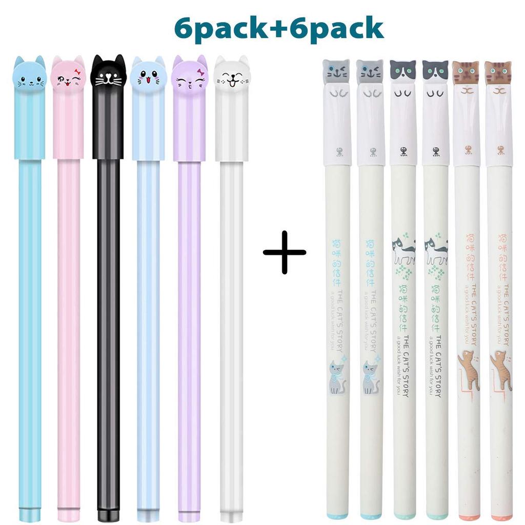 Sencoo 12pcs Blue Cute Cat Pen Gel Pen Ballpoint Pen School Office Supplies