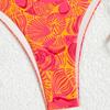 European and American Women's Sexy Slimming Backless Bandage Print Triangle Bikini Swimsuit
