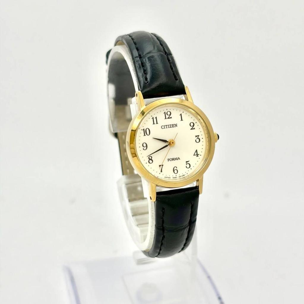 Used [Beautiful/New Battery] CITIZEN FORMA Ladies Watch Gold 5930-F91504 450186 New Belt