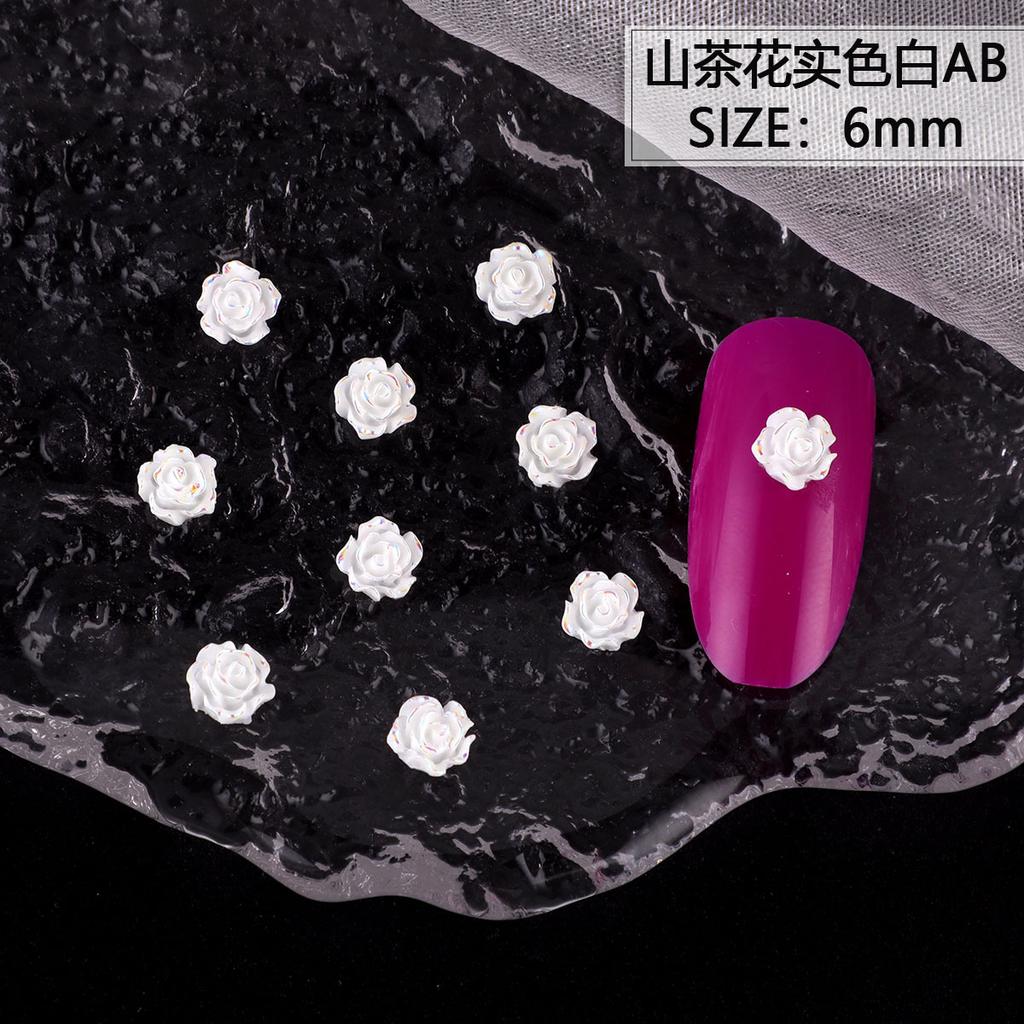 Nail Art Resin Camellia White Rose Ornament Nail Ice Transparent Three-Dimensional Light Changing Flower Accessories
