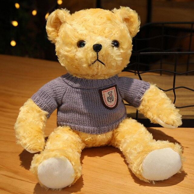 Kawaii Hug Sweater Teddy Bear Plush Dolls Lovely Bear with Clothes Holding Heart Pillow Nice Wedding Valentine 'S Gifts