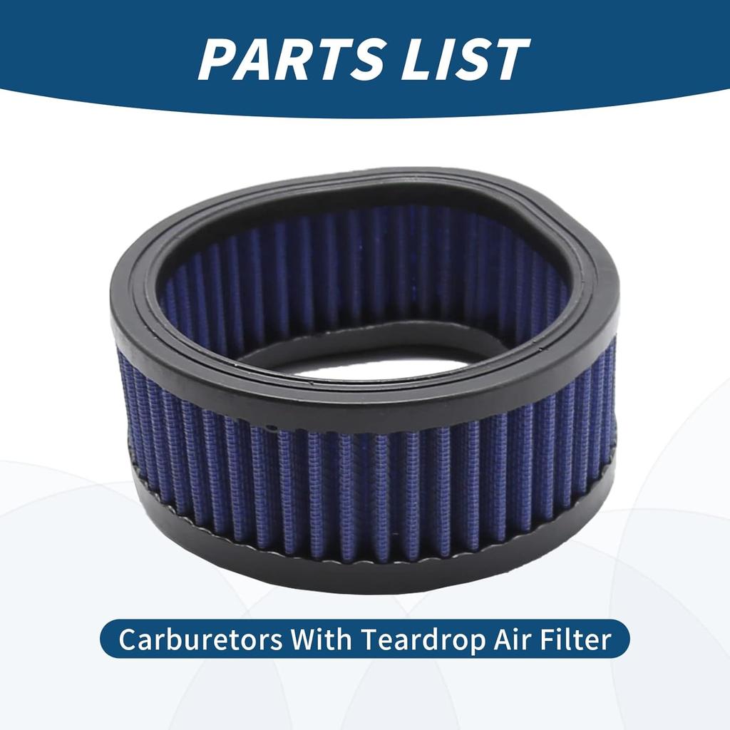 12-579 Motorcycle High Flow Air Cleaner Washable With Teardrop Air Filter Replacement For Harley Model S&S Super E & G Series Carburetors