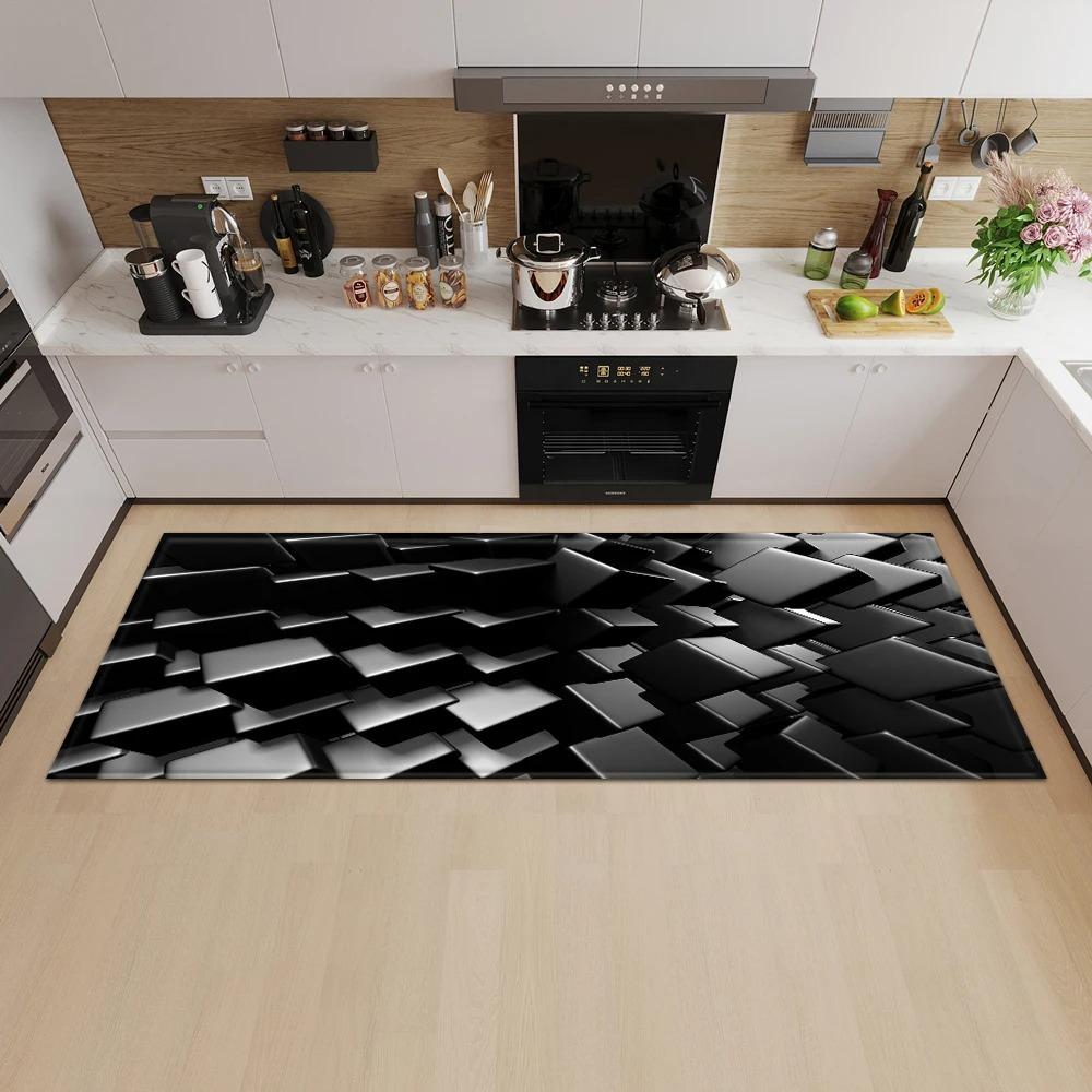 Geometric Square Pattern Home Kitchen Floor Mat Door Front Decoration Floor Mat