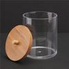 Cotton Swab Organizer Storage Bamboo Cover Acrylic Round Organizer Makeup Storage Box Container Acrylic Storage Box