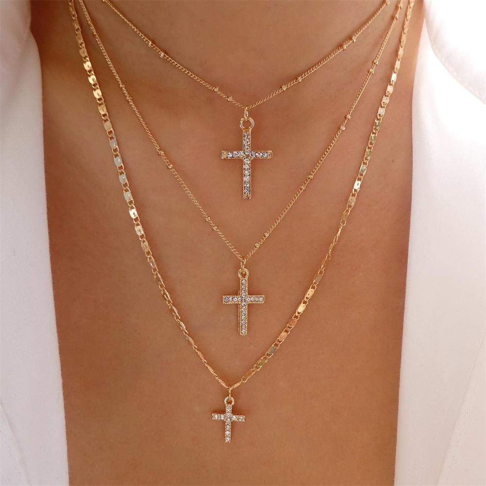 Fashion Punk Exaggerate Chain Crystal Heart Shaped Pendant Multilevel Punk Necklace For Women Vintage Choker Wedding Jewelry
