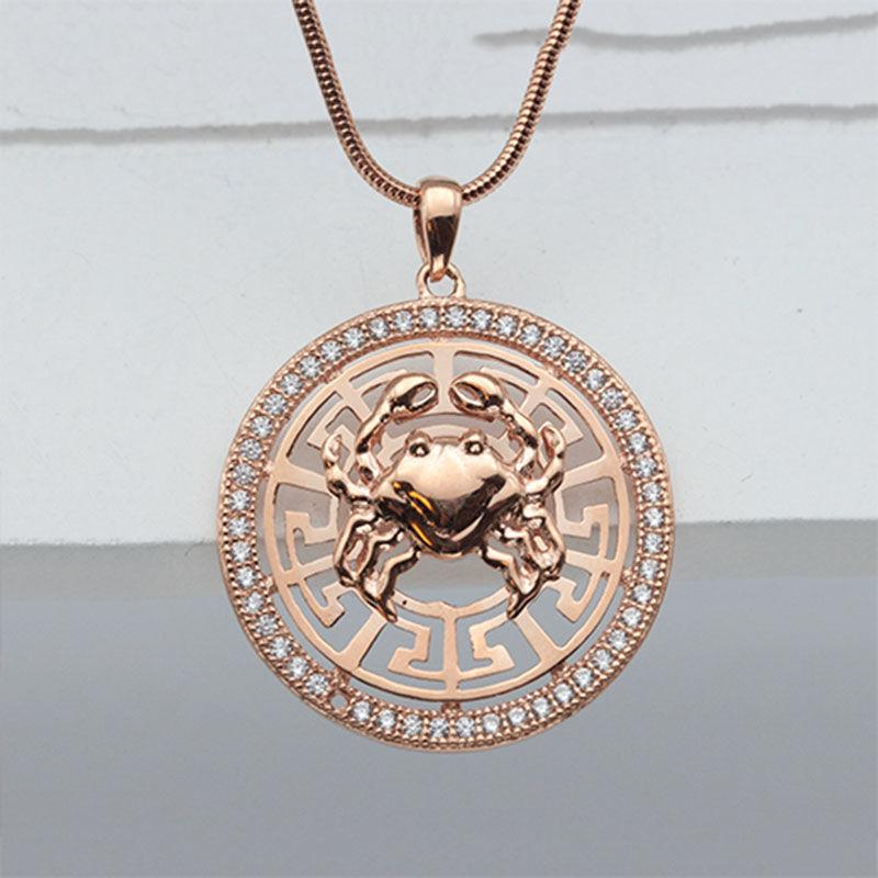 Purple Gold-Plated Rose Gold 18K Leo Pendant Twelve Constellations Classic