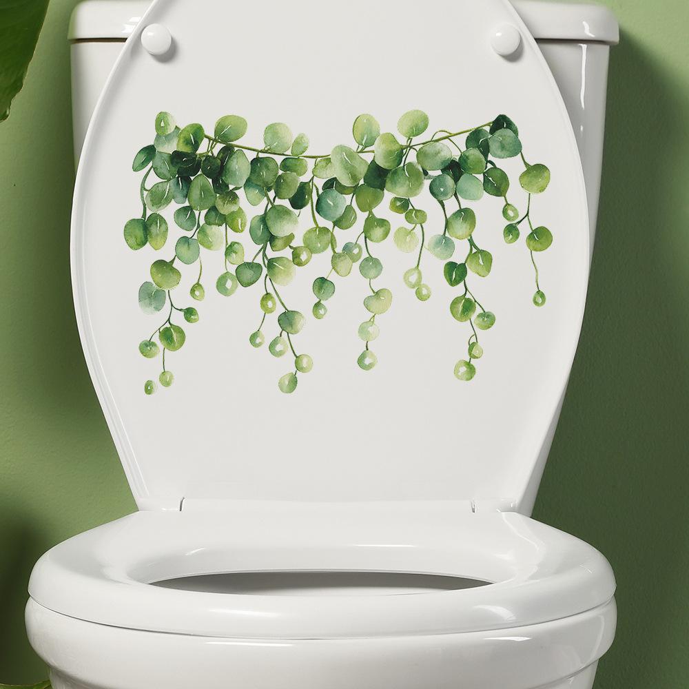Engros av Grønn Plante Blad Baderom Toalett og Toalett Klistremerker for Hjemme Forskjønnelse og Dekorasjon