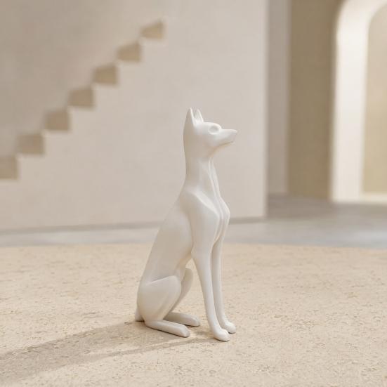 Yousheng 3D Printed Sitting Dog Figurine, Modern Minimalist Dog Statue, Animal Sculpture Decoration for Home Office Desk, Gift for