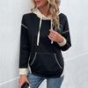 TEMU 2026 Autumn Women's Color Block Pullover Hoodie