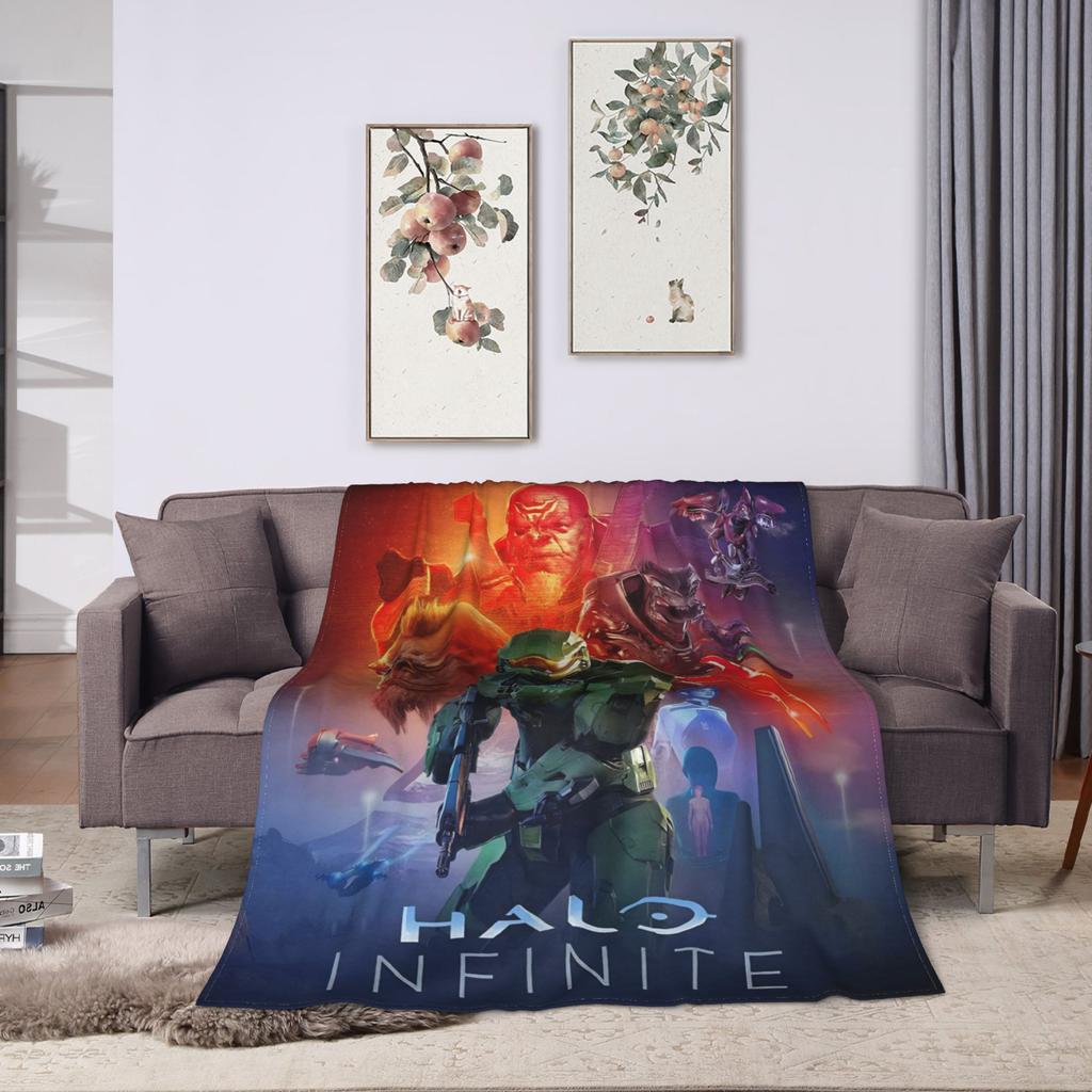 Game H-Halo I-Infinite Warm Soft Blanket Camping Plush Throw Blanket Street Trend Bedroom Flannel Bedspread Sofa Bed Cover