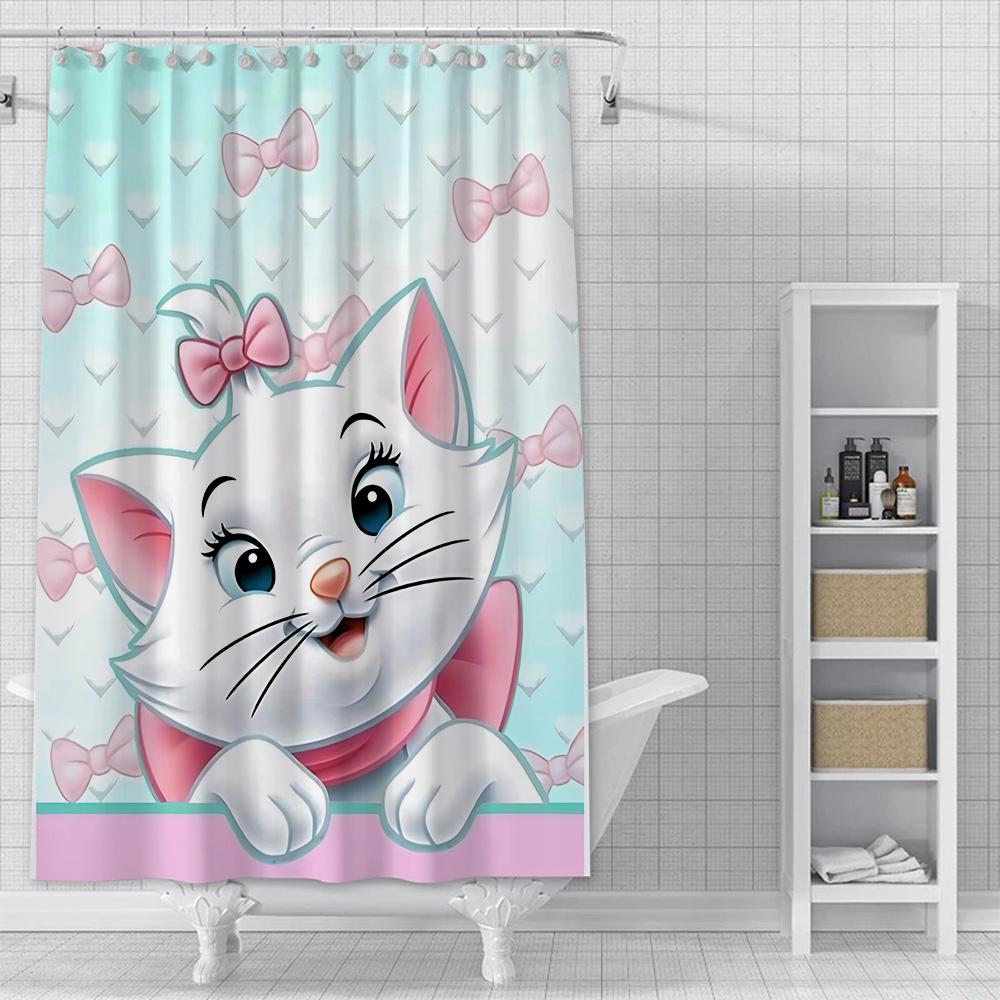 Shower Curtain Waterproof Polyester Fabric Paint Colorful Bath Disneys Marie Cat Curtains Home Bathroom Decor Curtain With Hook