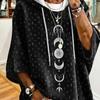 Women's Dark Moon Script Printed European and American Large Size Loose Drop Shoulder Drawstring Hoodie