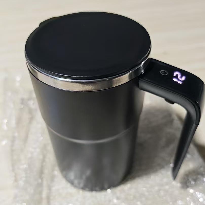 Electric Magnetic Stirring Cup: Rechargeable, Portable Temperature-Measuring Cup for Coffee, Formula & Soy Milk.