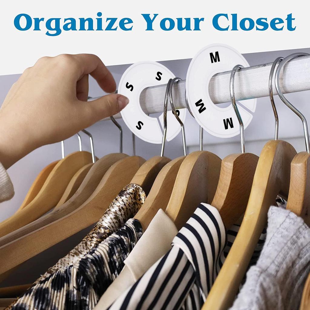 32 White Closet Dividers for Hanging Clothes – Clothing Rack Dividers with Printed Sizes