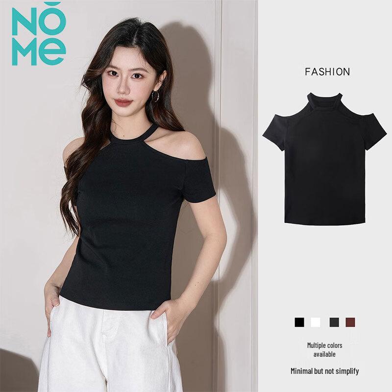 NOMe Women s Halterneck Off-Shoulder Slim Fit Short Sleeve T-Shirt 2XL