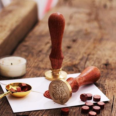 1 PCS Metal Seal Wax Seal Vintage Wax Print Plant Pattern Antique Wood Handle for DIY Scrapbook Photo Wedding Card