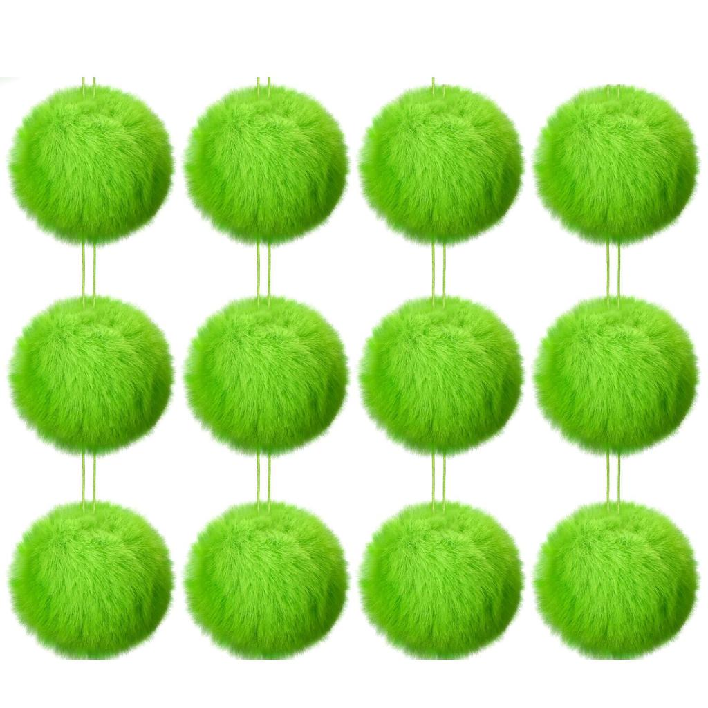 12 PCS Lemon Green Christmas Tree Ball Decorations, Soft Artificial Plush Ball Decorations, Christmas Home Ambiance Decoration