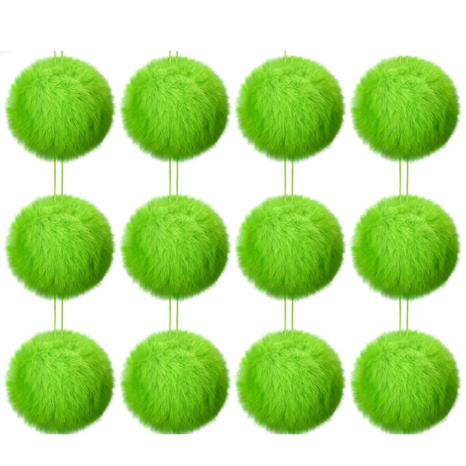 

12 штук лимонно-зеленых рождественских шаров, мягкие искусственные плюшевые шары One Size