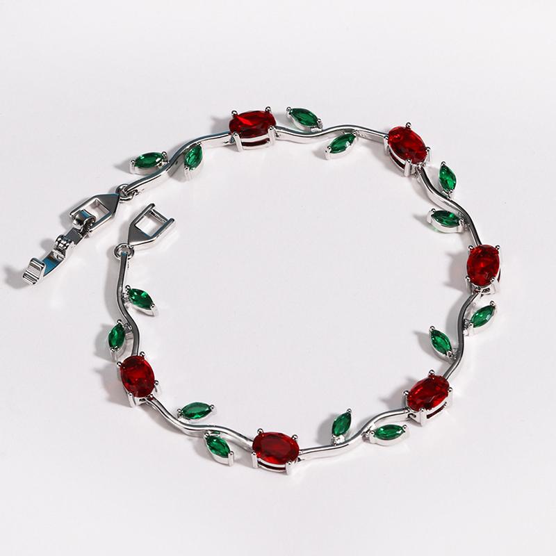 Colorful Leaf Cubic Zirconia Cz Crystal Bridal Bridesmaid Wedding Jewelry Bracelets Gift For Women Mom On Wedding Day