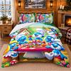 Smurfs Cute Pattern Bedding 3Pcs Set Bed Sheet And Pillowcases For Indoor Bedroom
